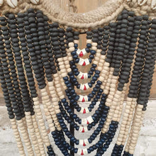 Laden Sie das Bild in den Galerie-Viewer, Beaded strands &amp;  Cowrie Shell Necklace Decor with stand in Black and Navy - bohemian-beach-house
