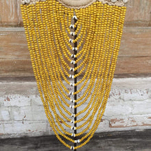 Laden Sie das Bild in den Galerie-Viewer, Beaded strands &amp;  Cowrie Shell Necklace Decor with stand in Yellow - bohemian-beach-house

