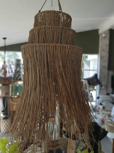 Natural Grass Round Shape Lamp Shades Black - bohemian-beach-house