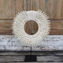 Laden Sie das Bild in den Galerie-Viewer, Circle cowrie and Spiral Seashell decor with stand - bohemian-beach-house
