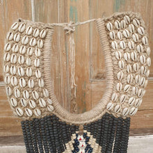 Laden Sie das Bild in den Galerie-Viewer, Beaded strands &amp;  Cowrie Shell Necklace Decor with stand in Black and Navy - bohemian-beach-house
