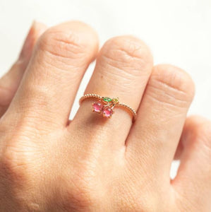 Juicy Cherry Ring in Rose Gold