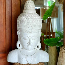 Cargar imagen en el visor de la galería, White Hand Carved Buddha Head Large
