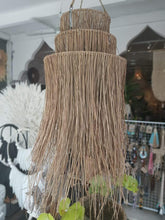 Cargar imagen en el visor de la galería, Natural Grass Round Shape Lamp Shades Black - bohemian-beach-house
