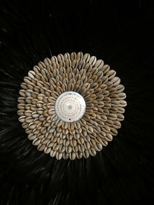 JUJU Hat Black Feather & Coffee Bean Cowrie Shell Decor Medium - bohemian-beach-house