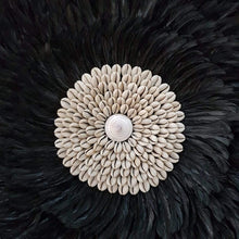 Laden Sie das Bild in den Galerie-Viewer, JUJU Hat Black Feather &amp; Coffee Bean Cowrie Shell Decor Small - bohemian-beach-house
