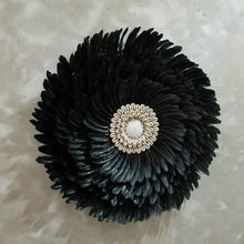 Load image into Gallery viewer, JUJU Hat Black Feather &amp; Coffee Bean Cowrie Shell Decor Medium - bohemian-beach-house
