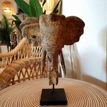 Load image into Gallery viewer, Hand Carved Good Luck Elephant on a Stand in Large
