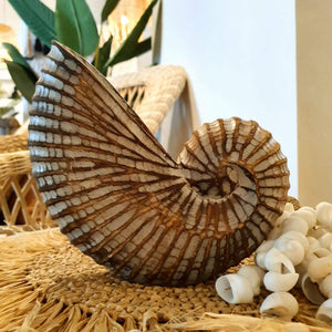 Wood Hand carved Nautilus Shell Brown - bohemian-beach-house