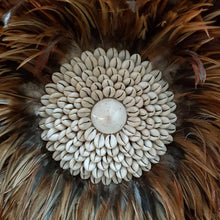Load image into Gallery viewer, JUJU Hat  Feather &amp; Coffee Bean Cowrie Shell Decor Brown Small - bohemian-beach-house
