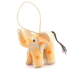 Handmade Pattern Elephant Ornament in Yellow