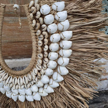 Laden Sie das Bild in den Galerie-Viewer, Medium Shell and Raffia Tribal Necklace and Stand Tan - bohemian-beach-house
