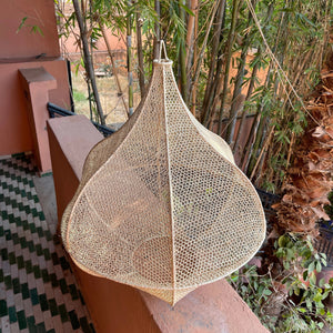 Handmade Moroccan Raffia Knotted Pendant Lamp Shade in Tan Extra Large