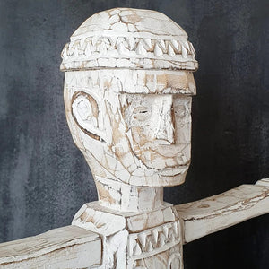 Set of Two Tribal Statues in White Wash