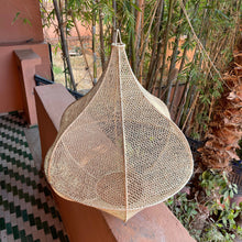 Cargar imagen en el visor de la galería, Handmade Moroccan Raffia Knotted Pendant Lamp Shade in Tan Medium
