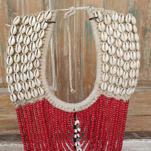 Charger l&#39;image dans la galerie, Beaded strands &amp;  Cowrie Shell Necklace Decor with stand in Red - bohemian-beach-house
