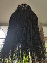 Cargar imagen en el visor de la galería, Natural Grass Round Shape Lamp Shades Black - bohemian-beach-house
