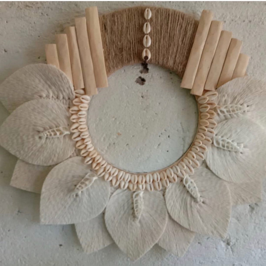 Ivory Woven and Sea Shell Wall Hanging