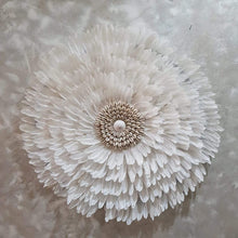 Laden Sie das Bild in den Galerie-Viewer, JUJU Hat Feather &amp; Coffee Bean Cowrie Shell Decor White Medium - bohemian-beach-house

