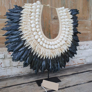 Medium Tribal Papua Necklace Stand Black / White - bohemian-beach-house