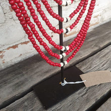 Charger l&#39;image dans la galerie, Beaded strands &amp;  Cowrie Shell Necklace Decor with stand in Red - bohemian-beach-house
