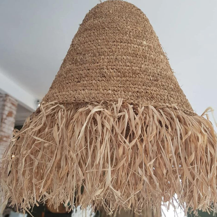 Natural Grass Large Cone Lamp Shade in Natural - bohemian-beach-house