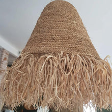Laden Sie das Bild in den Galerie-Viewer, Natural Grass Large Cone Lamp Shade in Black - bohemian-beach-house

