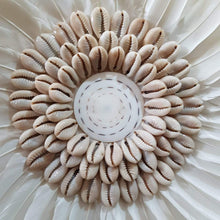 Cargar imagen en el visor de la galería, JUJU Hat Feather &amp; Coffee Bean Cowrie Shell Decor White Small - bohemian-beach-house
