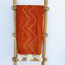 Load image into Gallery viewer, Hand Stitched Throw Blanket in Moroccan Tangerine
