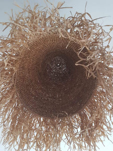 Natural Grass Large Cone Lamp Shade in Black - bohemian-beach-house