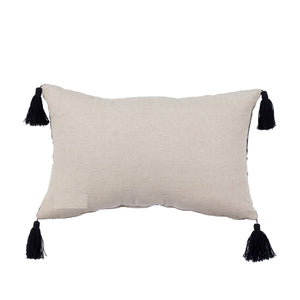 Tribal Lumbar Tassel Pillow Black & White - bohemian-beach-house