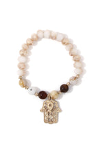 Load image into Gallery viewer, Beaded Bracelet With Hamsa charm in Grey - bohemian-beach-house
