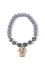 Load image into Gallery viewer, Beaded Bracelet With Hamsa charm in Nude - bohemian-beach-house
