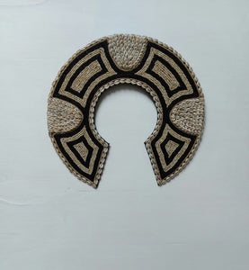 Beaded Shield in Tan and Black Wall Hanging