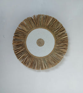 Raffia White Beaded Shield with Cowrie Shells