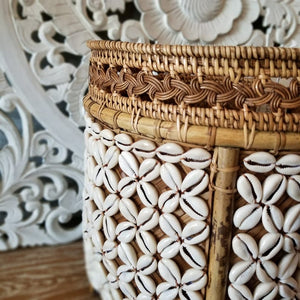 Rattan Baskets with Cowrie Shells in Brown