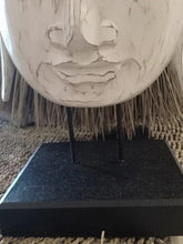 Cargar imagen en el visor de la galería, White Wash Budhha Head Large on a stand - bohemian-beach-house
