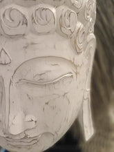 Laden Sie das Bild in den Galerie-Viewer, White Wash Budhha Head Large on a stand - bohemian-beach-house
